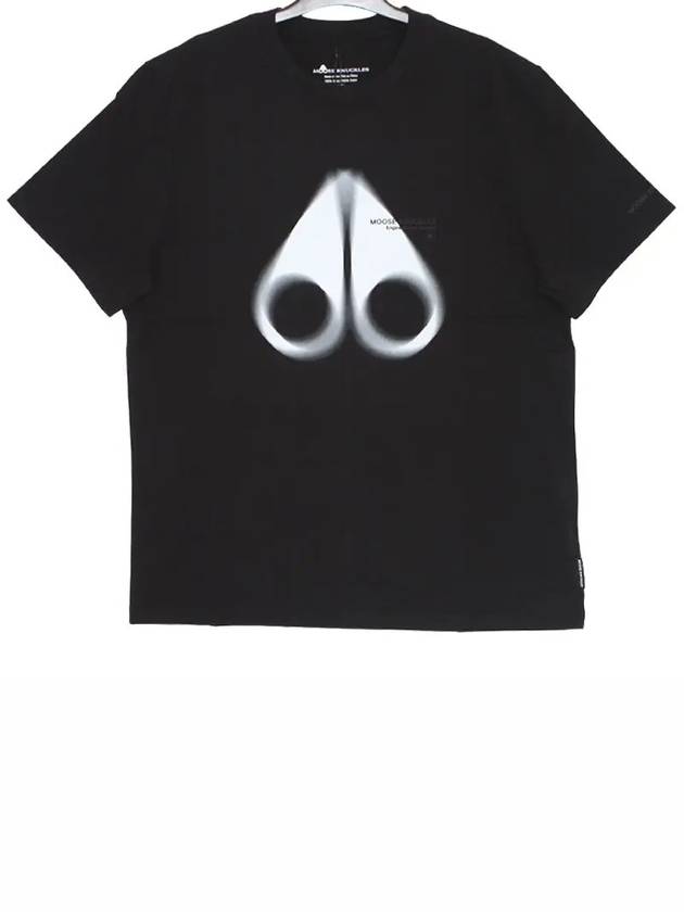 Maurice Logo Print Short Sleeve T-Shirt Black - MOOSE KNUCKLES - BALAAN 4