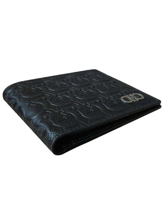 Gancini Embossed Logo Half Wallet Black - SALVATORE FERRAGAMO - BALAAN 4