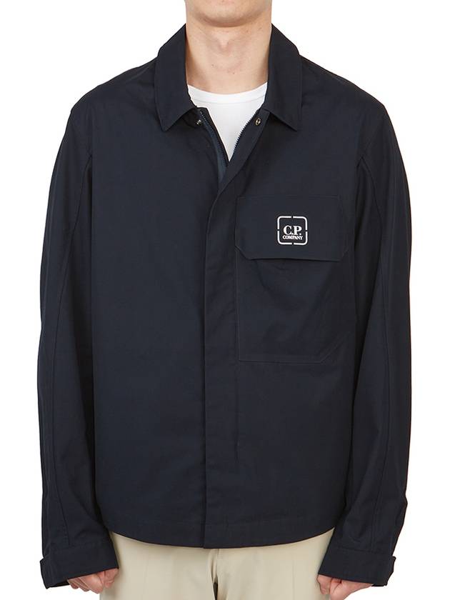 Metropolis Logo Patch Shirt Zip Up Jacket Navy - CP COMPANY - BALAAN 3