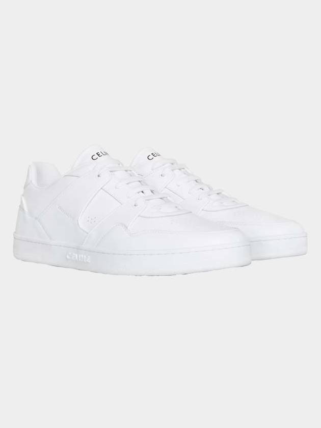 Men's Lace Up Calfskin Low-Top Sneakers Optic White - CELINE - BALAAN 3