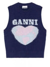 Logo Heart Gilet Vest Navy - GANNI - BALAAN 2