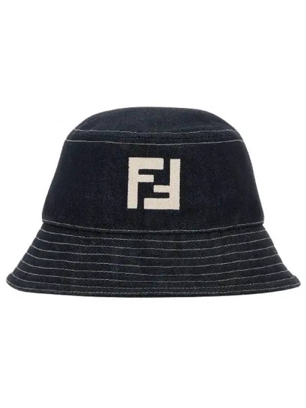 Logo Denim Bucket Hat Navy - FENDI - BALAAN 2