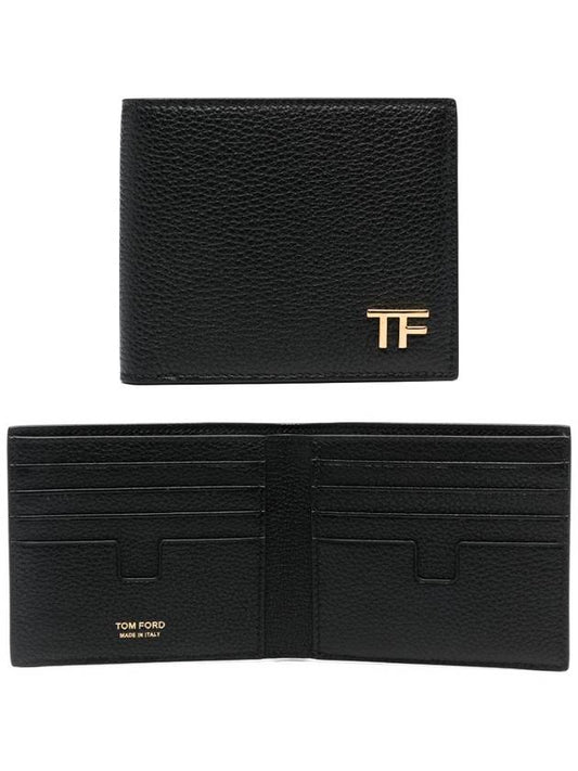 Logo Leather Half Wallet Black - TOM FORD - BALAAN 2