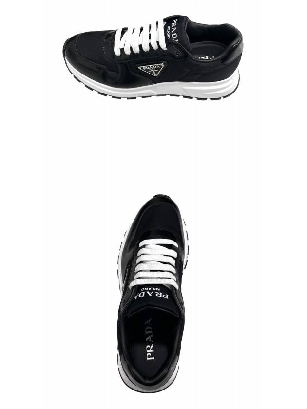 Prax 01 Re-Nylon Brushed Leather Low-Top Sneakers Black - PRADA - BALAAN 5