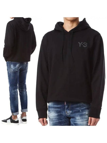 Y-3 Logo Cotton Hoodie Black - YOHJI YAMAMOTO - BALAAN 2