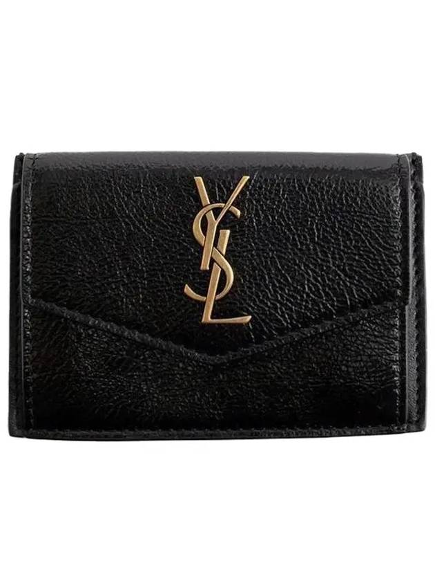 Logo Monogram Calfskin Card Wallet Black - SAINT LAURENT - BALAAN 2