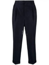 Men's Pinstriped Tailored Cropped Slacks Navy - AMI - BALAAN 2