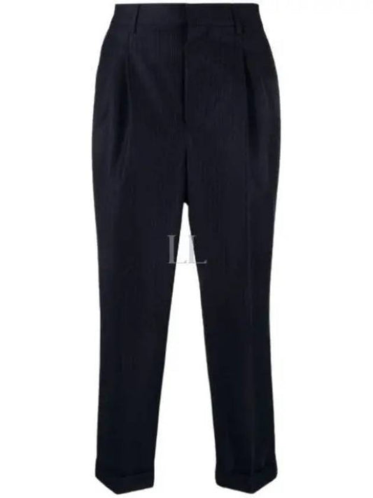 Men's Pinstriped Tailored Cropped Slacks Navy - AMI - BALAAN 2