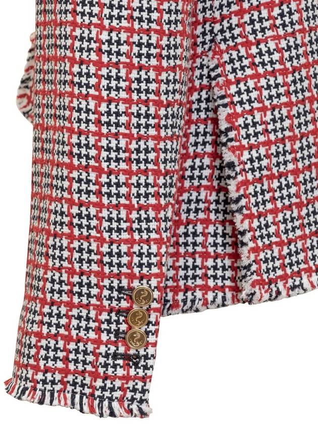 Check Pattern Tweed Jacket Red - THOM BROWNE - BALAAN 5