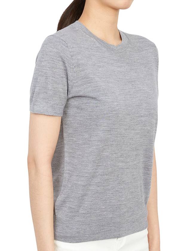 Women's Regal Wool Slim Crew Neck Short Sleeve T-Shirt Cool Heather Grey - THEORY - BALAAN 4