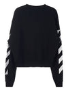 Diag Helvetica Over Brushed Long Sleeve Sweatshirt Black - OFF WHITE - BALAAN 3