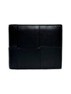 649603 Black Leather Intrecciato Cassette Half Wallet - BOTTEGA VENETA - BALAAN 1