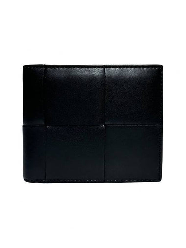 649603 Black Leather Intrecciato Cassette Half Wallet - BOTTEGA VENETA - BALAAN 1