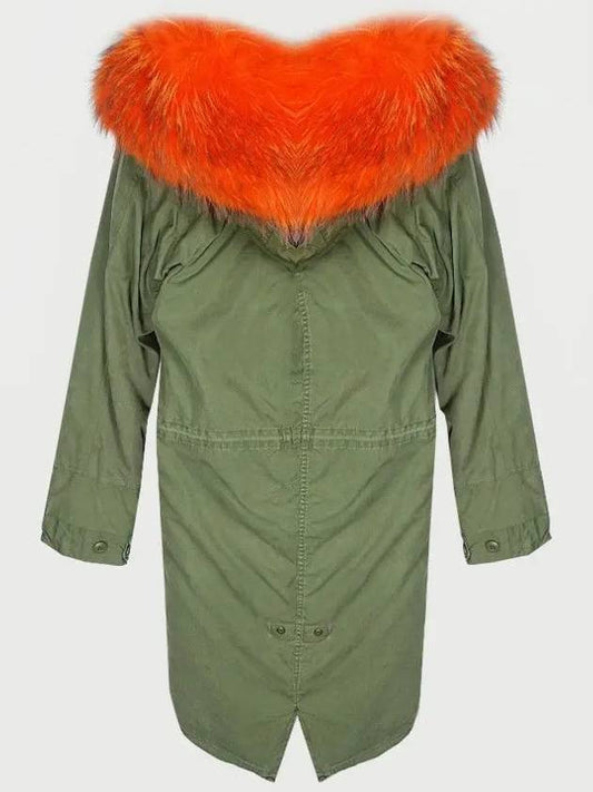 Orange Fur Check Trimming Jacket Khaki - AS65 - BALAAN 2