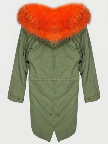 Women's Orange Fur Check Trimming Khaki Jacket W2702AL 790 - AS65 - BALAAN 1