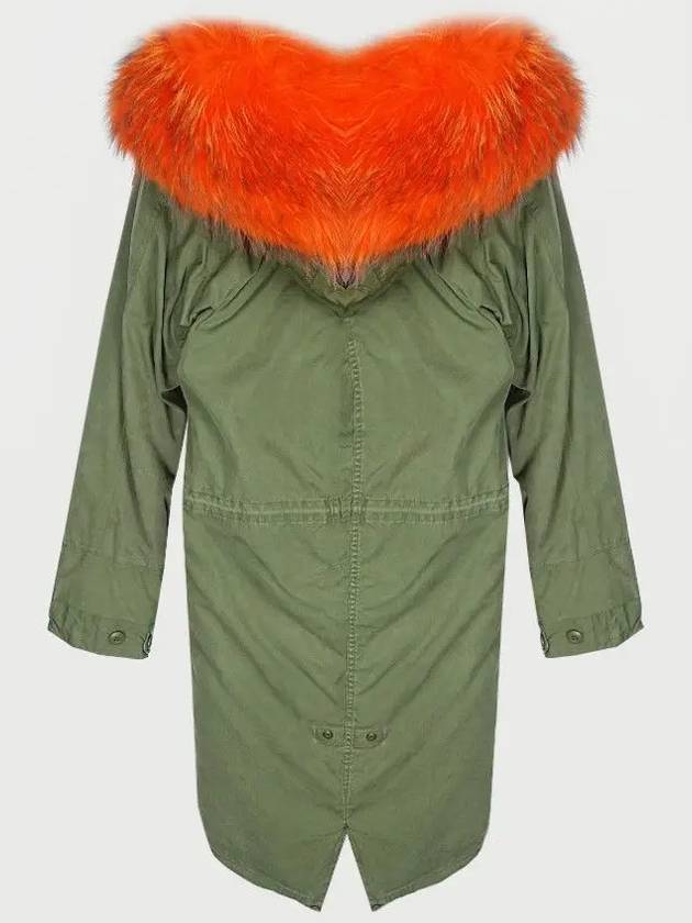 Women s orange fur check trim khaki jacket W2702AL 790 - AS65 - BALAAN 3