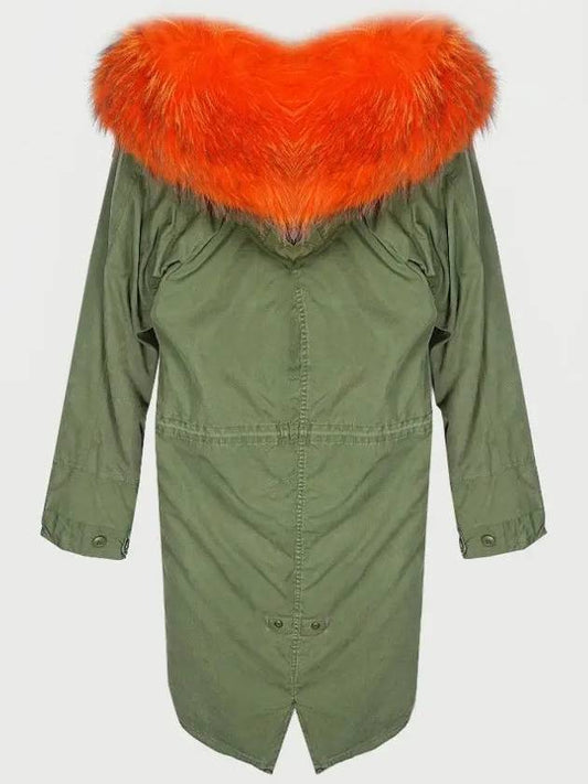 Women's Orange Fur Check Trimming Khaki Jacket W2702AL 790 - AS65 - BALAAN 2