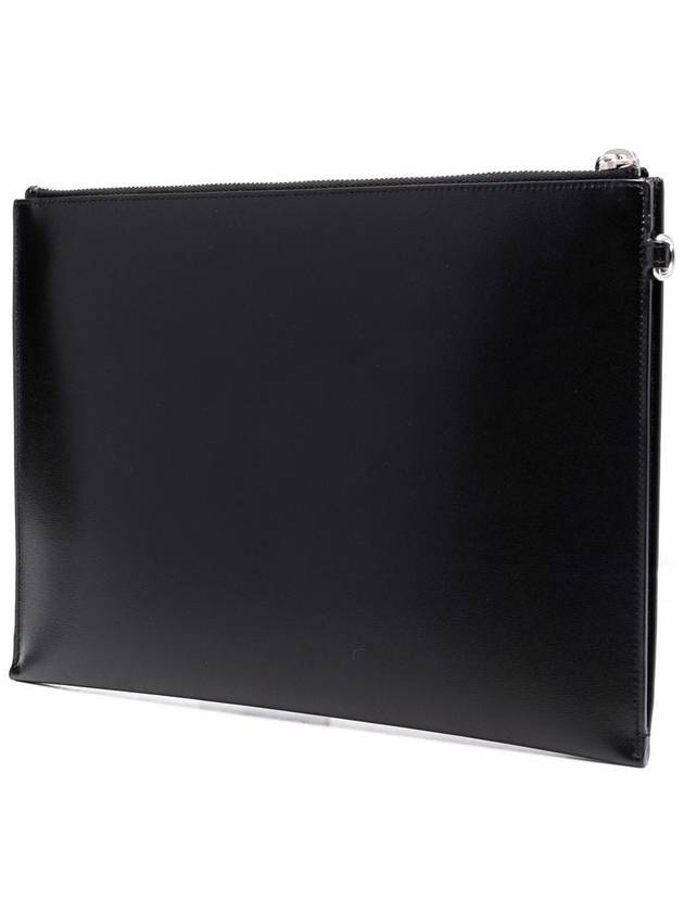 Monogram Silver Logo Clutch Bag Black - SAINT LAURENT - BALAAN 5