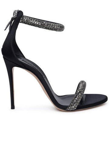 Casadei 'Scarlet Stratosphere' Black Satin Sandals - CASADEI - BALAAN 1