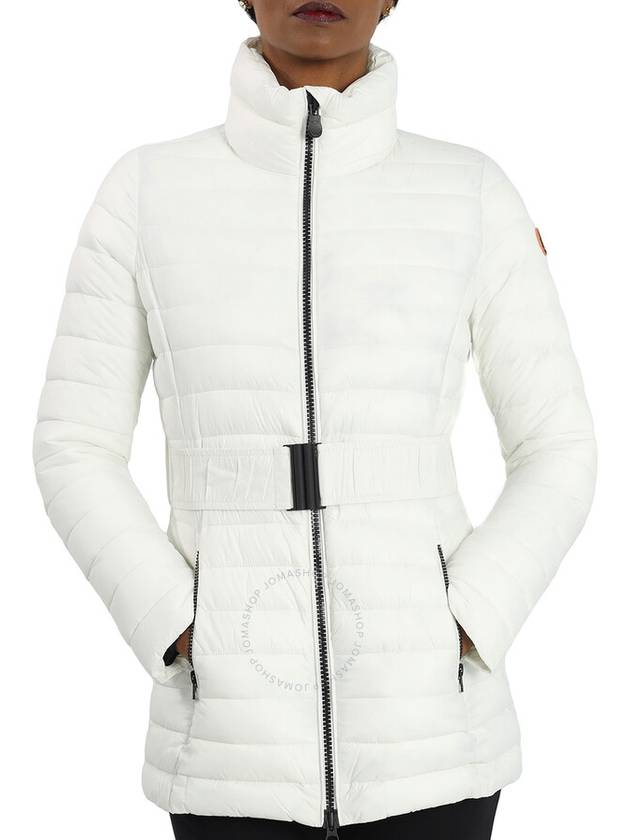 Save The Duck Ladies White Adeline Belted Jacket, Brand Size 4 (X-Large) - SAVE THE DUCK - BALAAN 1