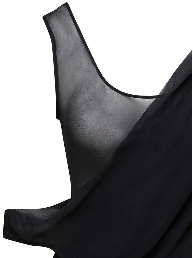 Long Black Relaxed Dress With Draped Neckline In Silk Woman - CHRISTOPHER ESBER - BALAAN 3