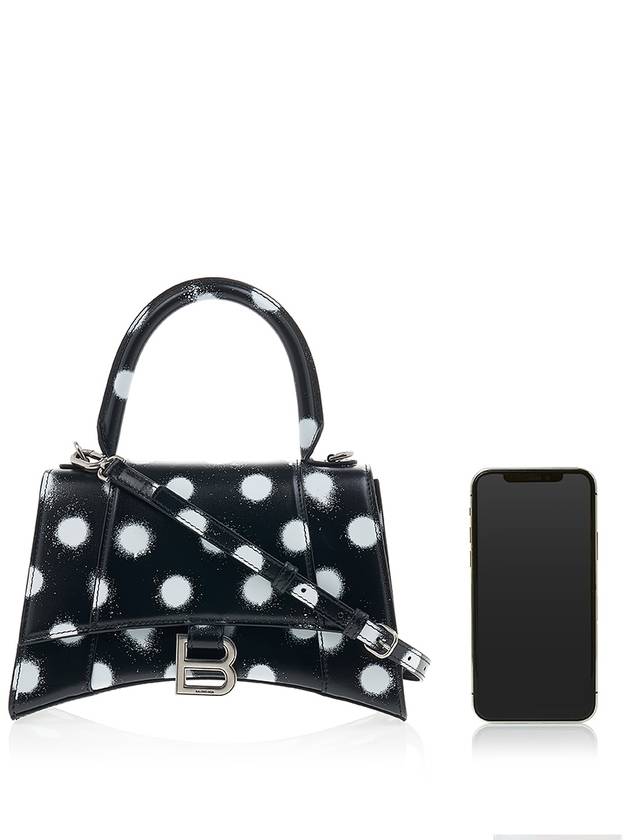 Hourglass Small Polka Dot Leather Tote Bag Black - BALENCIAGA - BALAAN 7