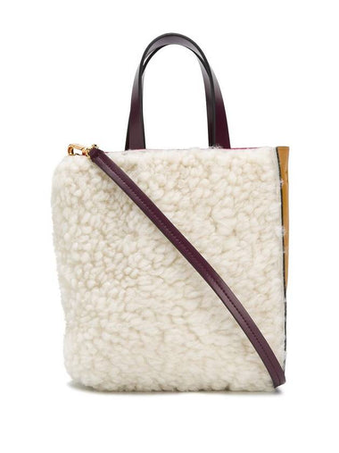 Women's Shearling Tote Bag White - MARNI - BALAAN 1