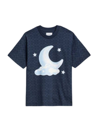 Signature Moon Relaxed Short Sleeve T-Shirt Dark Blue - COACH - BALAAN 1