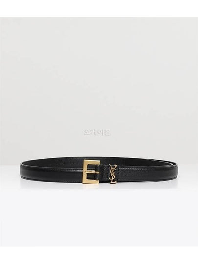 Monogram Square Leather Belt Black - SAINT LAURENT - BALAAN 2