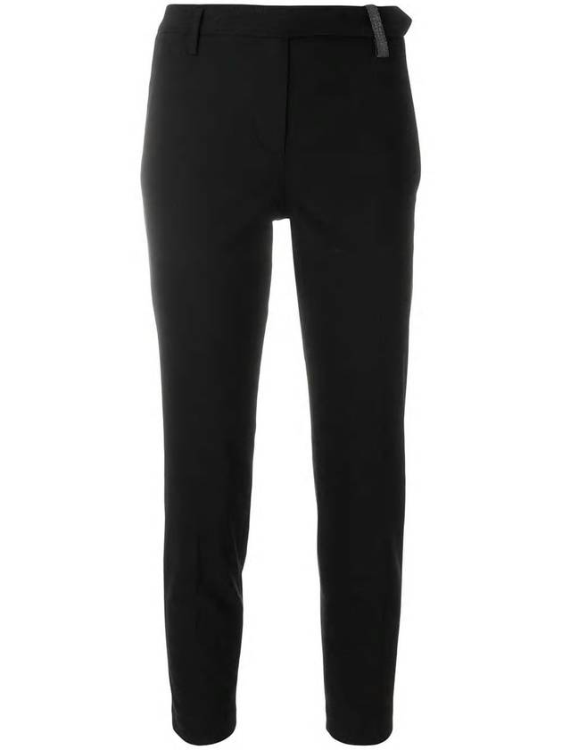 Women's Beaded Belt Loop Slim Fit Pants Black - BRUNELLO CUCINELLI - BALAAN 1