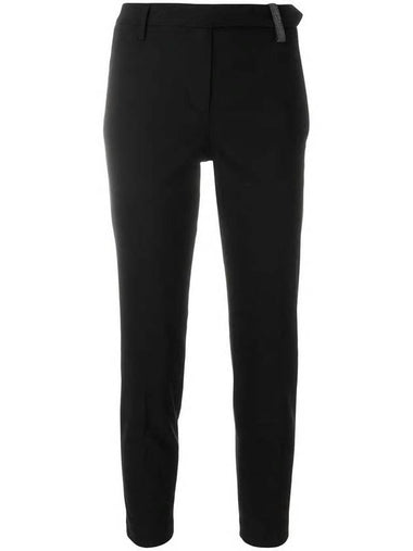 Women's Beaded Belt Loop Slim Fit Pants Black - BRUNELLO CUCINELLI - BALAAN 1