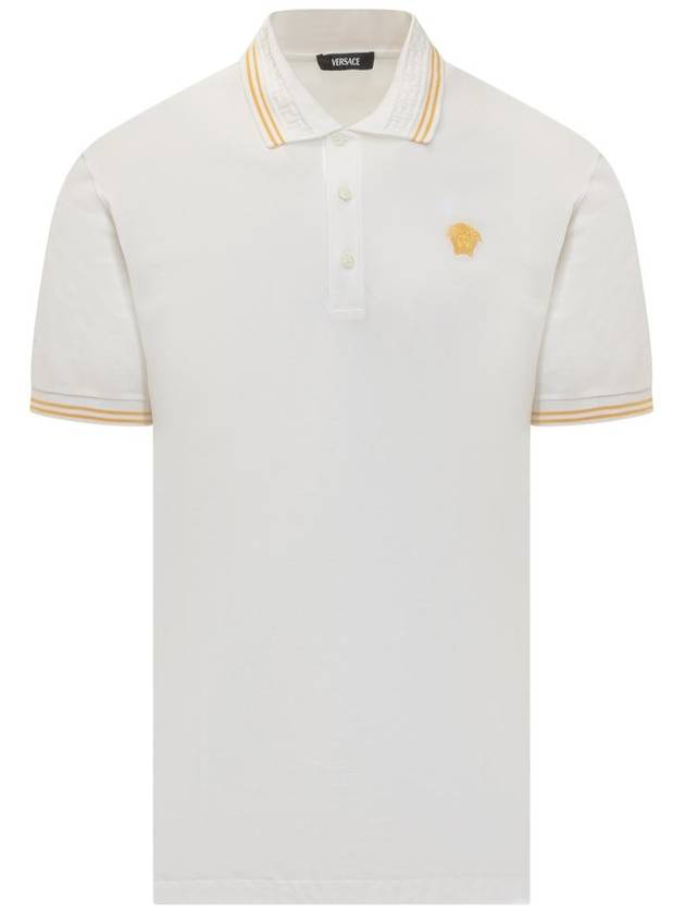 Medusa Head Embroidery Cotton Polo Shirt White - VERSACE - BALAAN 2