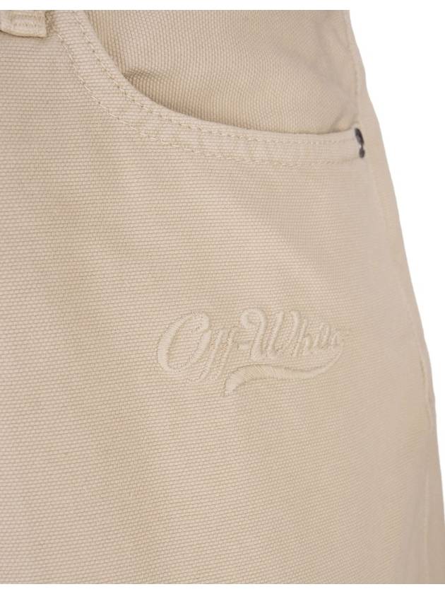 Utility Bermuda Denim Shorts Beige - OFF WHITE - BALAAN 5