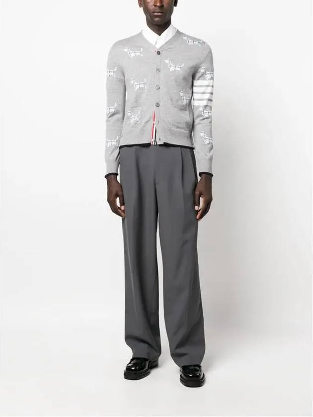 Hector Motif 4 Bar Cardigan Grey - THOM BROWNE - BALAAN 7