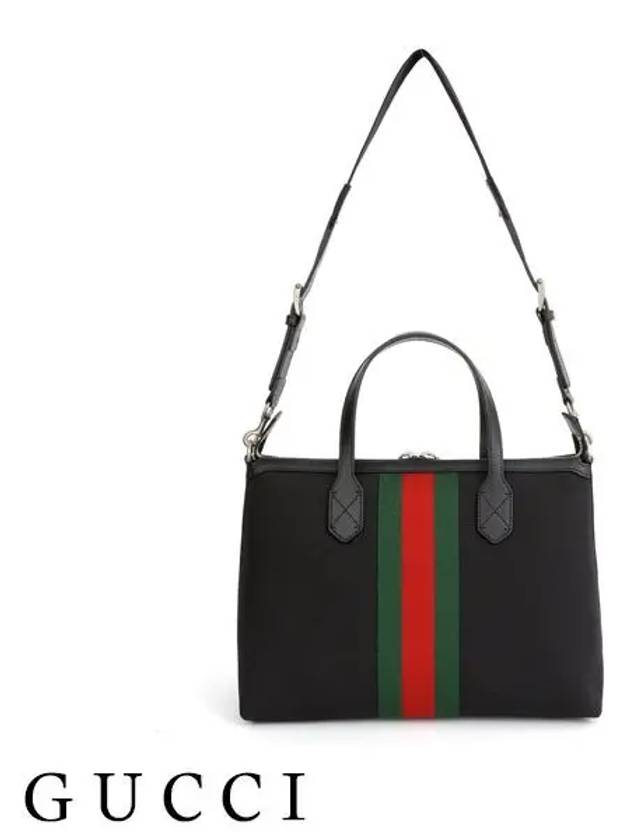 Stripe Canvas Tote Bag Black - GUCCI - BALAAN 4