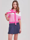 Shawl set striped short sleeve knit MK3MP365PIK - P_LABEL - BALAAN 10