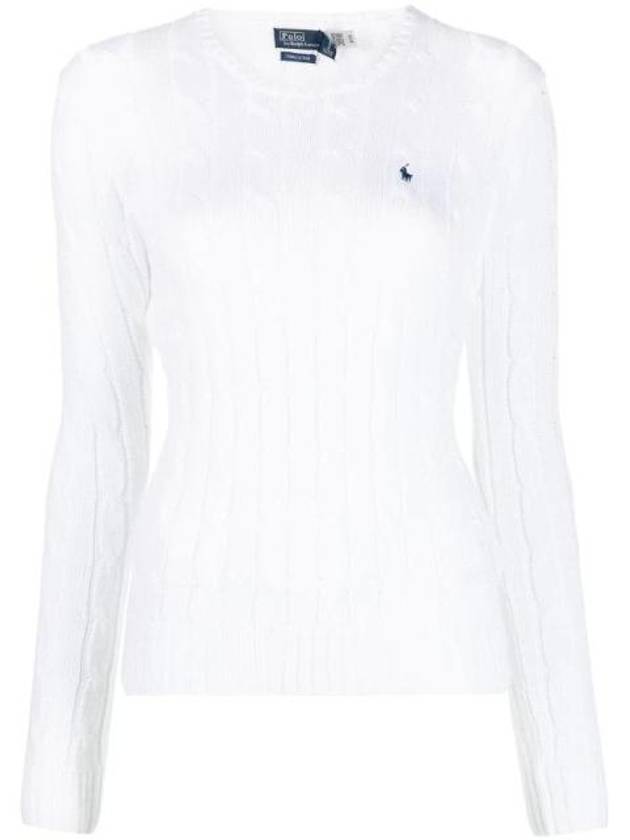 Embroidered Logo Pony Cable Knit Top White - POLO RALPH LAUREN - BALAAN 1