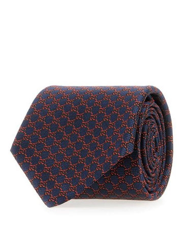 GG Silk Jacquard Neck Tie Navy Red - GUCCI - BALAAN 1