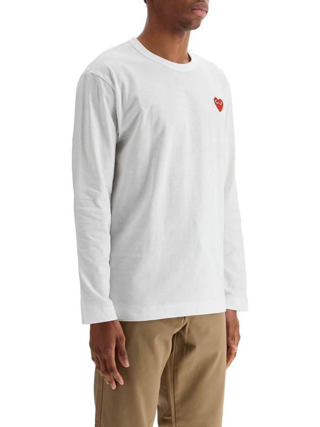 t-shirt unisex in cotone bianco con logo cuore rosso - COMME DES GARCONS PLAY - BALAAN 3