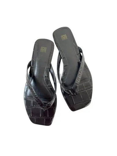 Square Toe Flip Flops Black - TOTEME - BALAAN 2