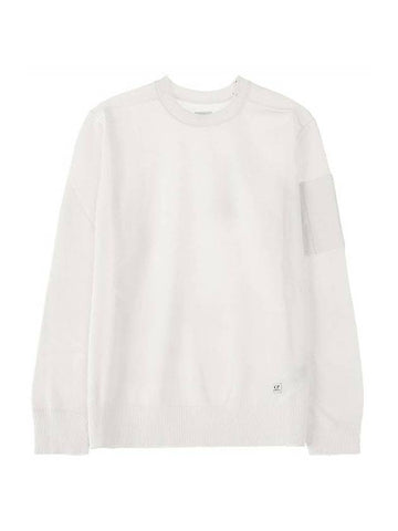 Lens Wappen Crew Neck Knit Top White - CP COMPANY - BALAAN 1