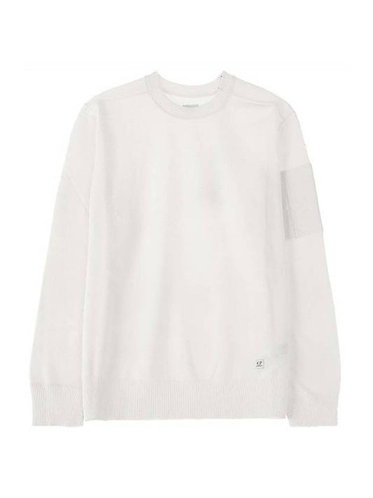 Lens Wappen Crew Neck Knit Top White - CP COMPANY - BALAAN 1