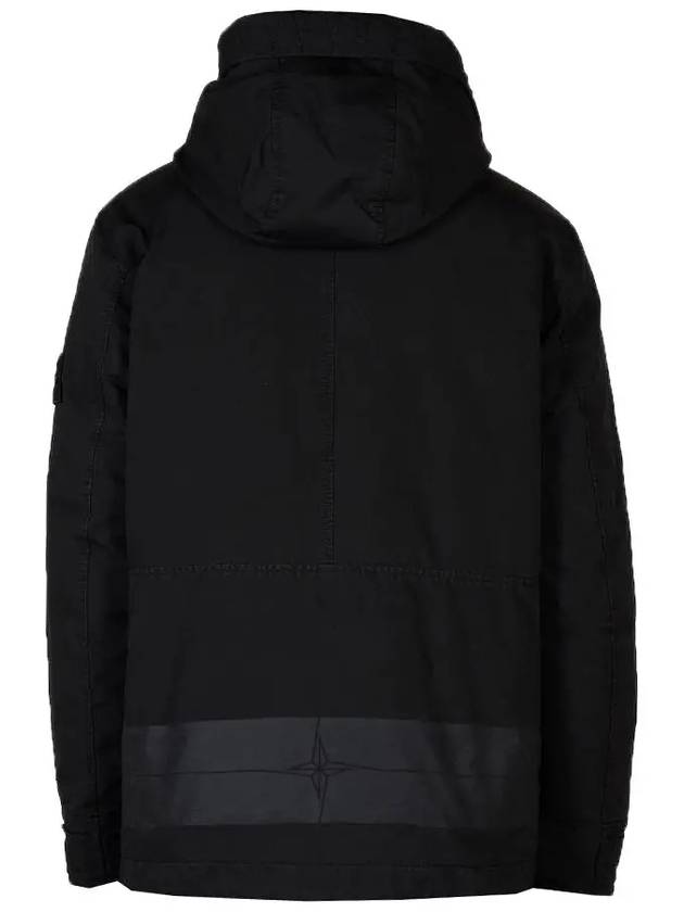 Men's David Wappen Patch Down Hooded Jacket Black - STONE ISLAND - BALAAN 3