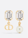 Petit CD Earrings Gold Finish Metal White Resin Pearl Silver Tone Crystal E3574WOMCY D03S - DIOR - BALAAN 1