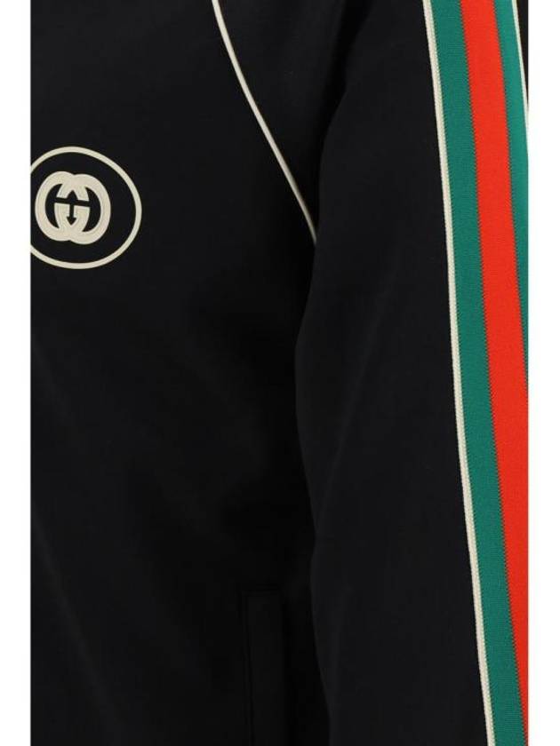 Interlocking G Technical Jersey Zip-up Jacket Black - GUCCI - BALAAN 4