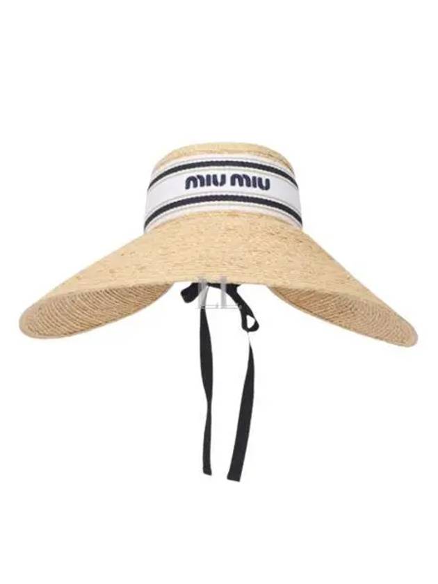 Logo Ribbon Raffia Bucket Hat Beige - MIU MIU - BALAAN 2