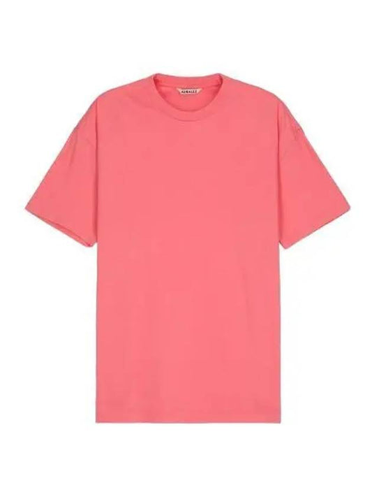 Seamless crew neck short sleeve t shirt pink tee - AURALEE - BALAAN 1