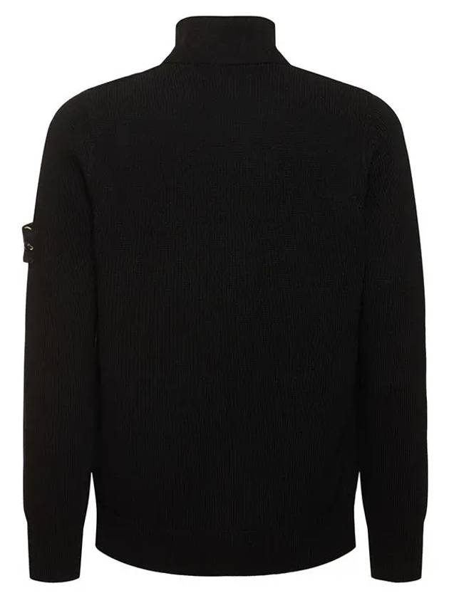 Wappen High Neck Button Up Wool Cardigan Black - STONE ISLAND - BALAAN 3