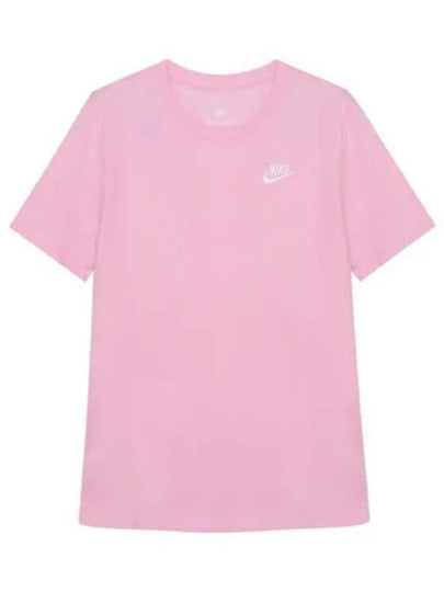 Women's Sportswear Club Essentials Logo Crew Neck Short Sleeve T-Shirt Pink - NIKE - BALAAN 2