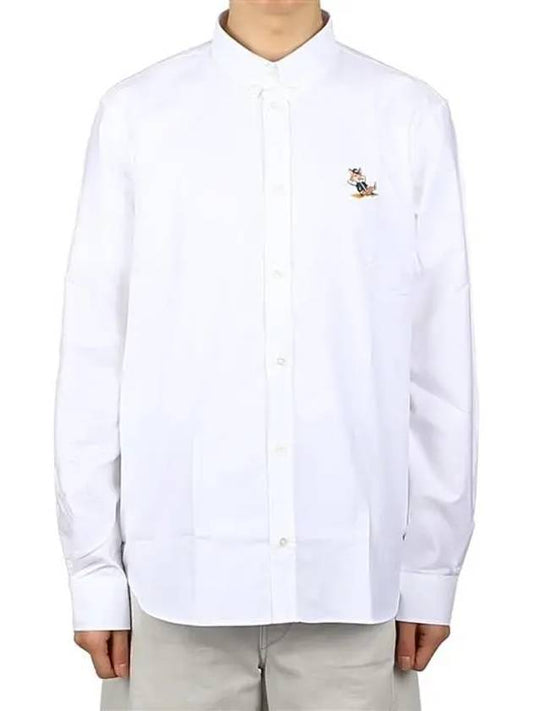 Dressed Fox Patch Relaxed Long Sleeve Shirt White - MAISON KITSUNE - BALAAN 2